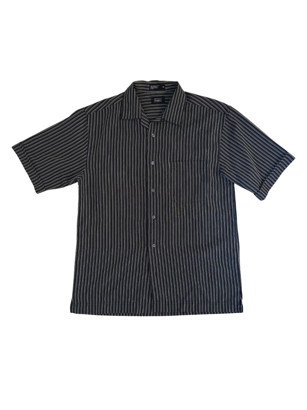 Haggar Men's Black Striped Shirt with rope detail